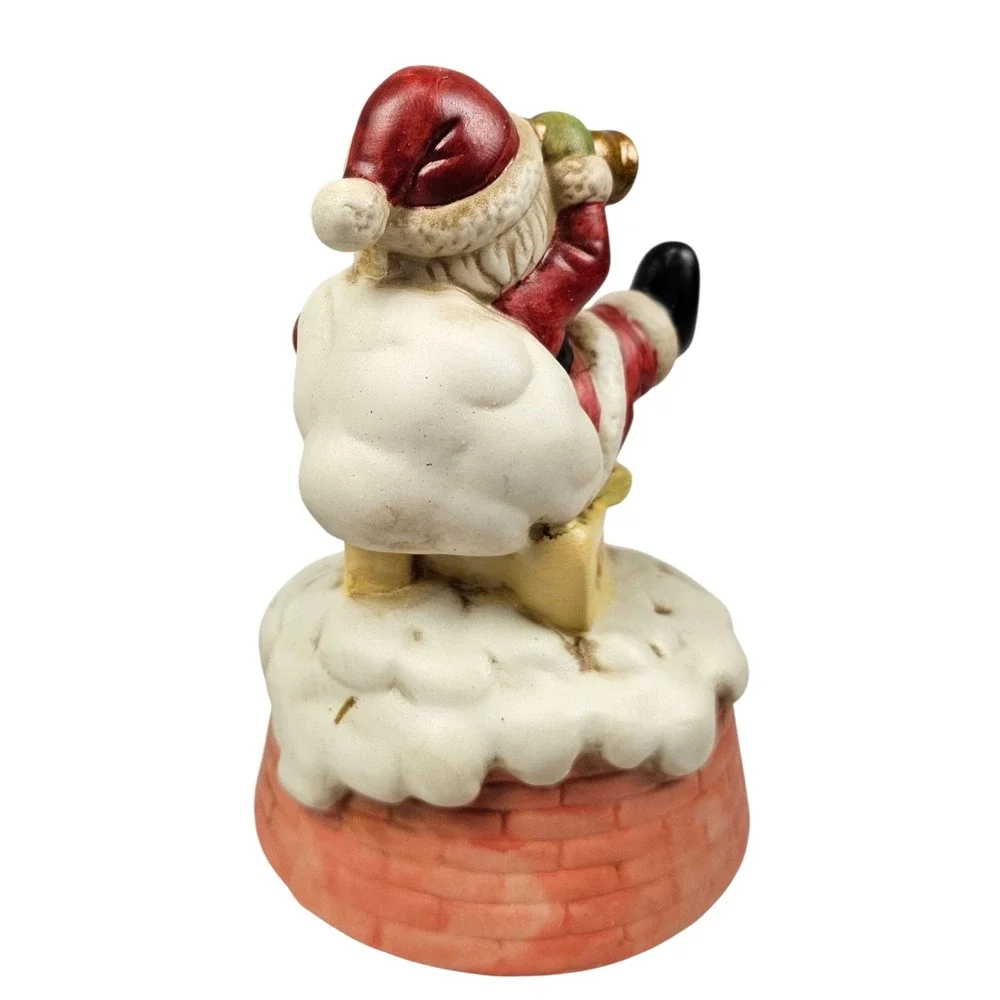 Flambro‎ Porcelain Antique Santa Musical Figurine Santa Claus Is Coming To Town